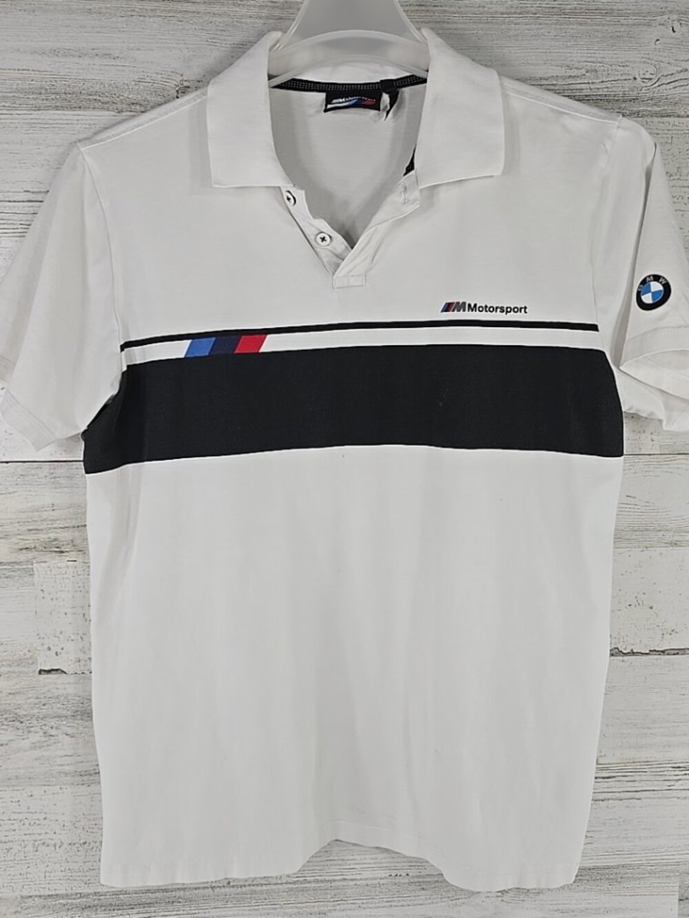 MOTORSPORT Power Polo Shirt White Official Golf Casual Racing MEN'S SIZE MEDIUM.